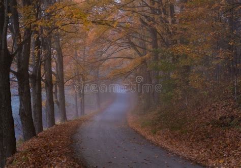 Winding Road In Autumn In Woodstock Vermont Stock Image Image Of