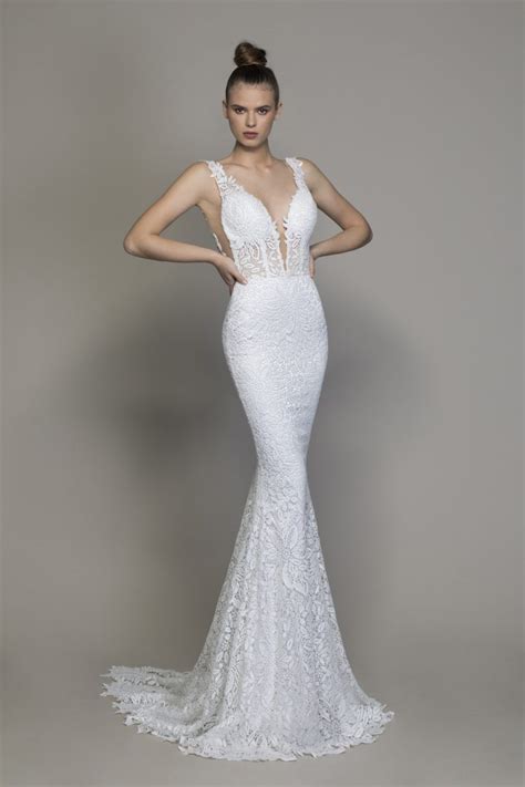All Over Lace V Neck Sequin Applique Fit And Flare Wedding Dress Kleinfeld Bridal