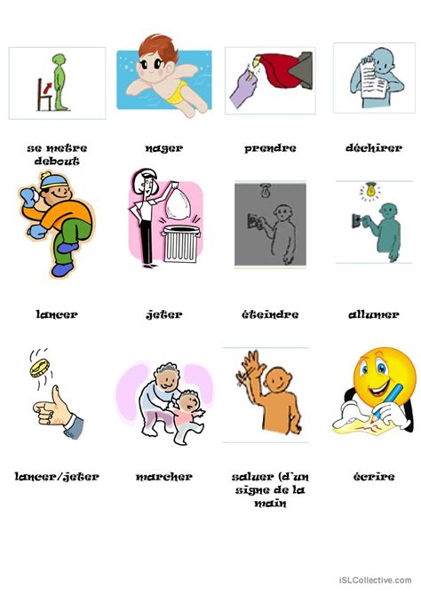 Verbes Dactions Dictionnaire Visuel Français Fle Fiches Pedagogiques