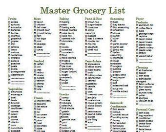 master grocery list checkmark printable grocery shopping