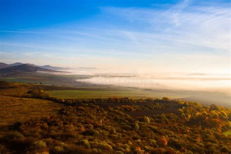 Misty Morning In Central Bohemian Highlands Czech Republic Stock Photo
