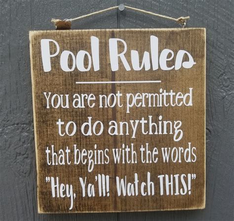 Pool Rules Sign Pool Signs Laser Engraved Ideas Hey Yall Craft