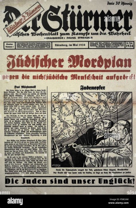 Der Sturmer Wochenblatt Von Der Nsdap Julius Streicher In Nürnberg Bearbeitet Vorderseite