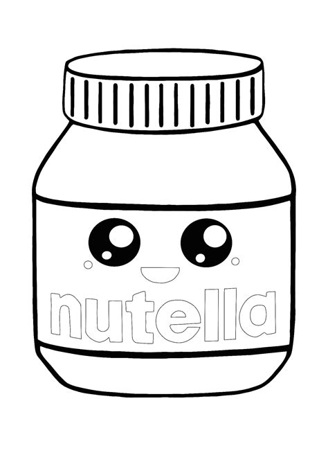 Kawaii Nutella Coloring Page Cute Easy Drawings Food Coloring Pages