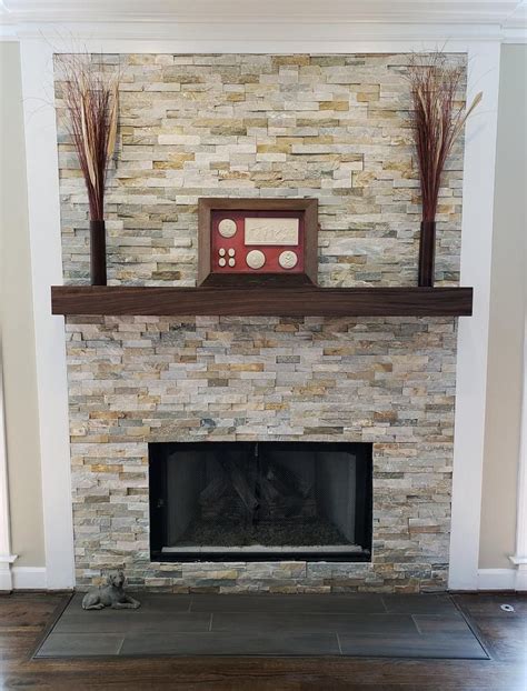 Walnut Modern Beam Mantel Black Walnut Mantel Etsy Fireplace