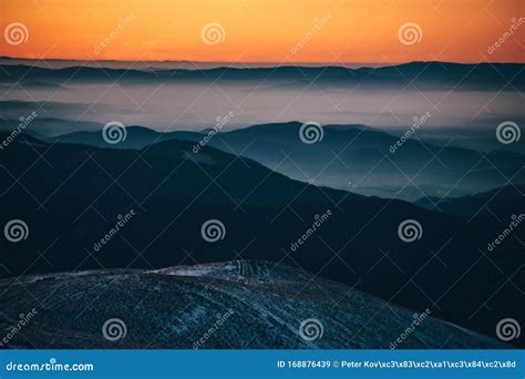 Late Morning Light In Mountains Sunrise Sky And Beautiful Colors Stock