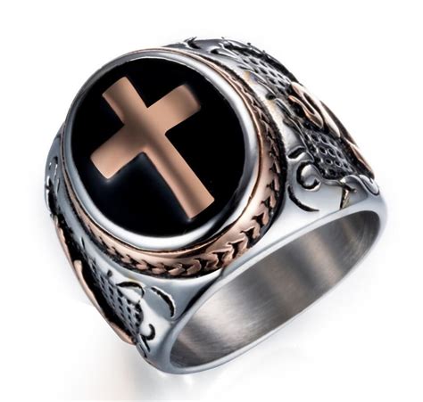 Mens Stainless Steel Celtic Medieval Cross Ringpunk Men Ringsrock