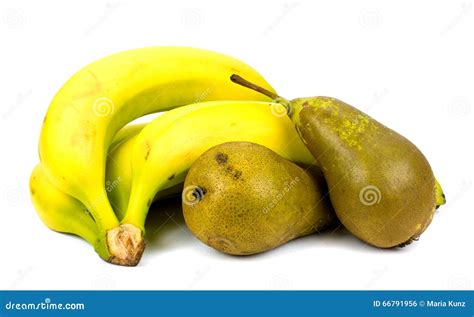 Bananas And Pears Isolated On White Background Stock Photo Image Of