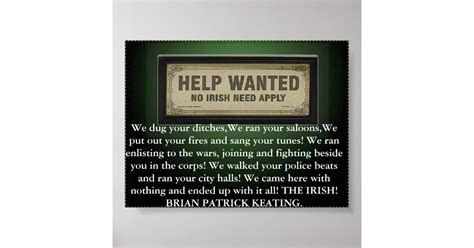 Irish Need Not Apply Poster Zazzle