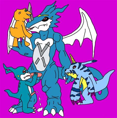 Rule 34 Agumon Color Digimon Exveemon Fellatio Gabumon Interspecies