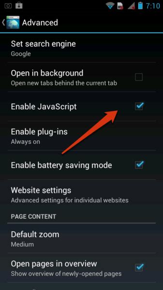 How To Enable Javascript In Android Browser