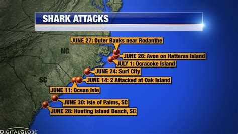Map Of Shark Attacks In North Carolina Maps Catalog Online