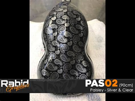Paisley Silver And Clear Hydrographics Film 90cm Rabid Graphics Ltd