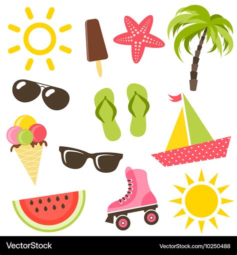 Set Of Summer Icons Royalty Free Vector Image Vectorstock