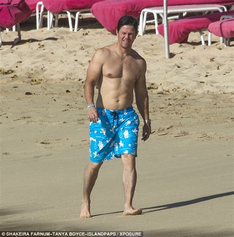 mark wahlberg and wife rhea durham show off beach bodies in barbados daily mail online