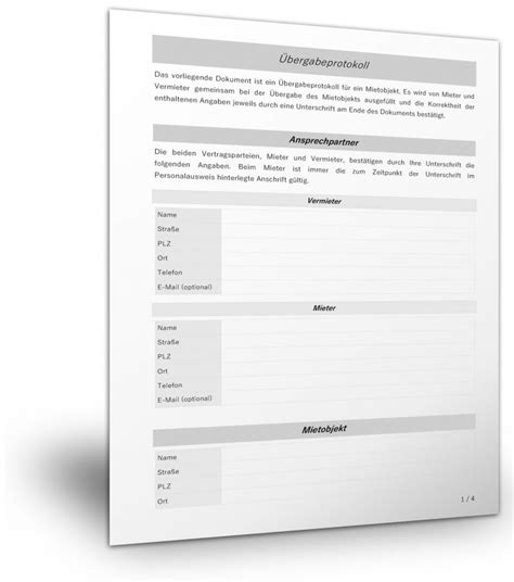 Diese übergabeprotokoll vorlage ist als pdf im übergabe download bereich zu finden. Übergabeprotokoll Mietwohnung Muster