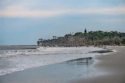 Hunting Island Beach And Lighthouse In South Carolina Stock Image
