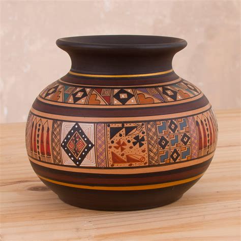 Unicef Market Inca Style Ceramic Decorative Vase Handcrafted In Peru Incan Pot