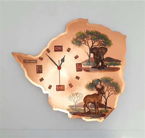 Medium Zimbabwe Map Wall Clock Copperwares