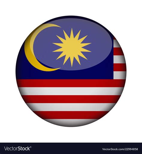 Malaysia Flag In Glossy Round Button Icon Vector Image