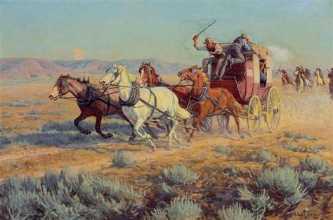 Stagecoach Art Stagecoach Pursued By Mounted Indians 1912 Western
