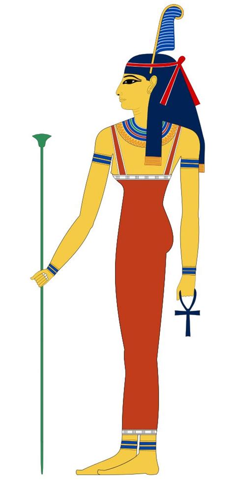 An Egyptian Woman In Red And Gold With The Headdress On Her Head Standing Next