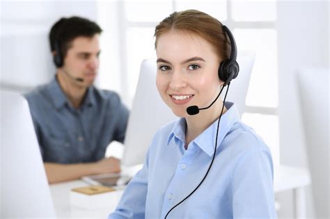 Premium Photo Group Of Operators At Work Call Center Focus On