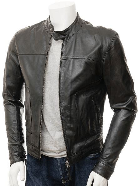 Mens Caine Black Biker Leather Jacket A2 Jackets
