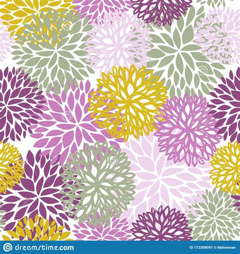 Floral Seamless Pattern Chrysanthemum Flowers Background For Web