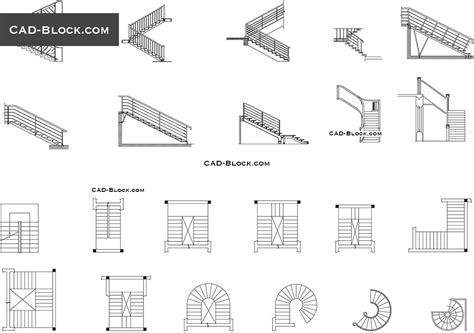 Stairs Plan Elevation Free Cad Blocks