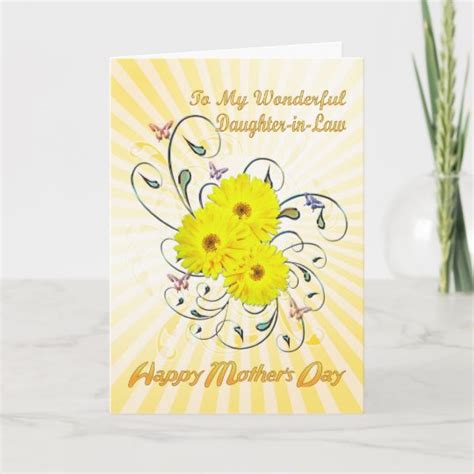 Daughter In Law Mothers Day With Yellow Flowers Card