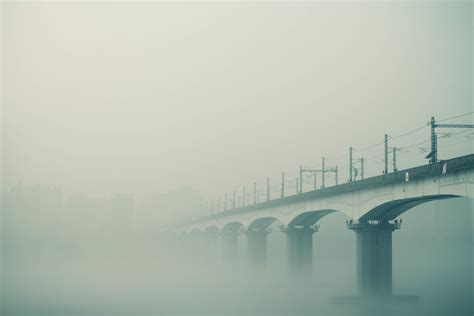 Stock Photography Of White Concrete Bridge During Foggy Weather Hd