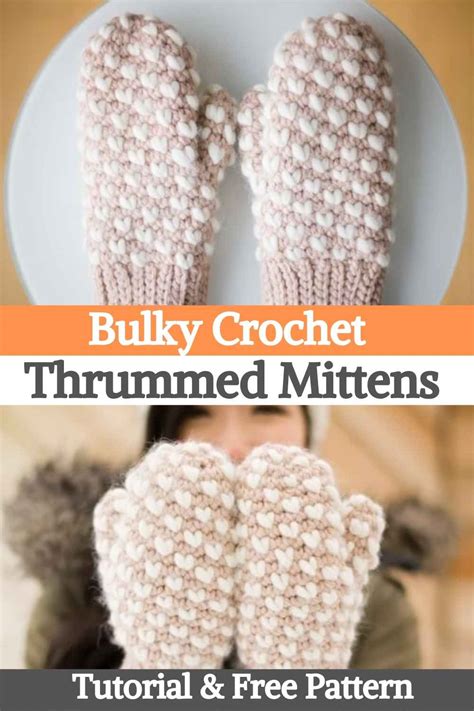 Bulky Crochet Thrummed Mittens