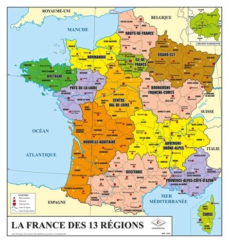 Choisir une nouvelle région, ou une ancienne La France des 13 régions / La France physique -... de ...