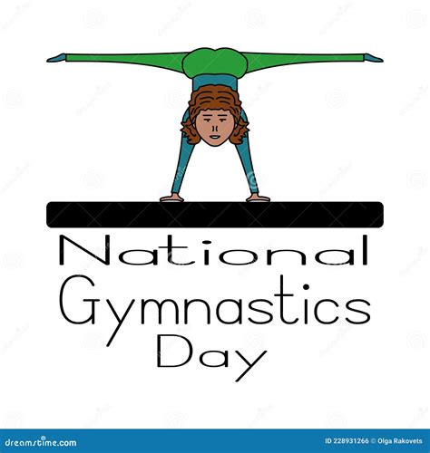 National Gymnastics Day Idea For Poster Or Greeting Banner Girl Doing