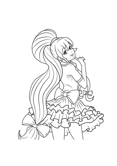 Hot Anime Girls Coloring Pages For Adults Free Printable Coloring Book