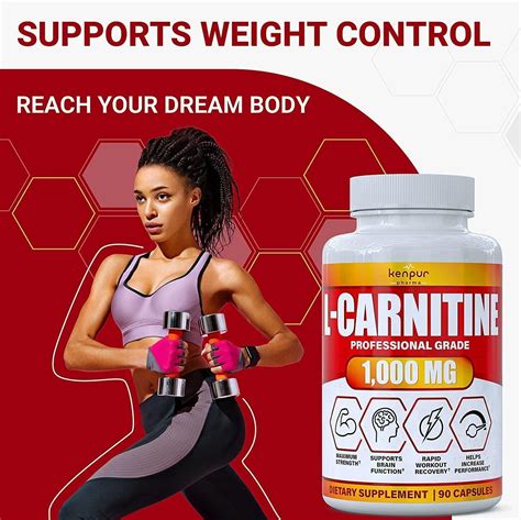 2 Pack L Carnitine 1000mg Capsules For Increased Energy Better Athletic Performance Stamina