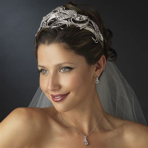 Royal Silver Clear Rhinestone Bridal Tiara Elegant Bridal Hair
