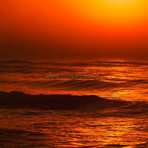 Beatiful Red Sunset Over Sea Surface Stock Photo Image Of Water