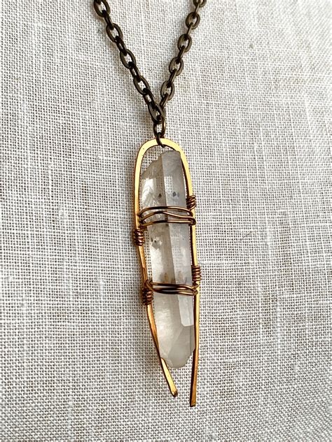 Quartz Crystal Wire Wrap Necklace Healing Stone Crystal Crystal