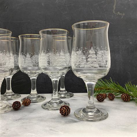 Vintage Frosted Glass Goblets Set Of 6 Libbey Winter Wonderland