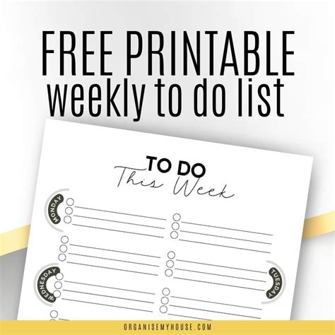Really Useful Free Printable Weekly To Do List Template