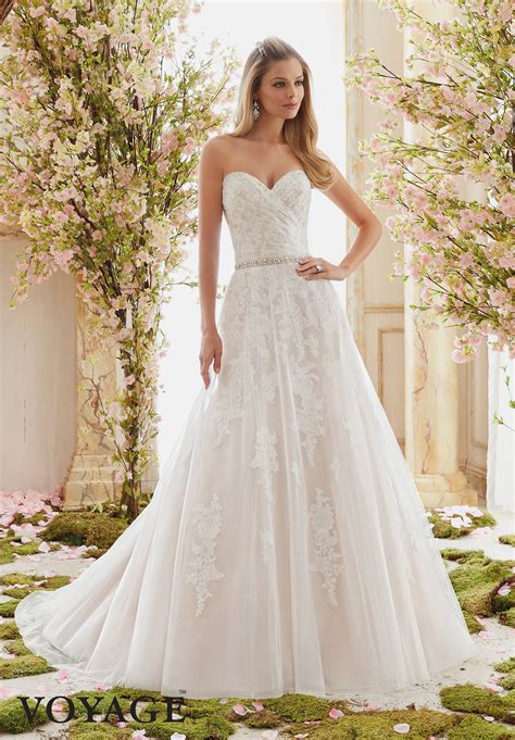 Wedding Dress Mori Lee Voyage Fall 2016 Collection 6834 Soft Tulle Overlays Delicately