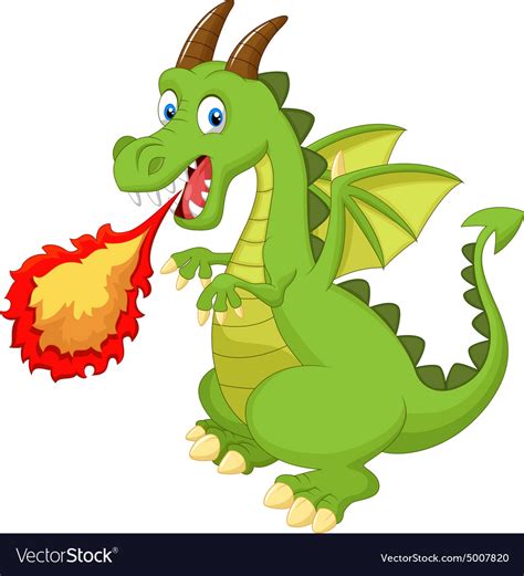 Cartoon Dragon With Fire Royalty Free Vector Image
