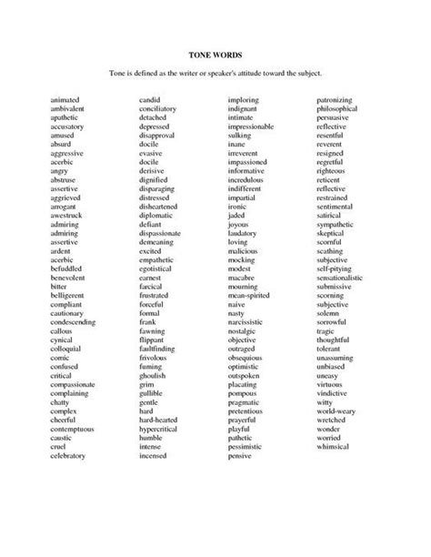 Tone Here Is A Long List Of Words That We Can Use To Describe A Writer