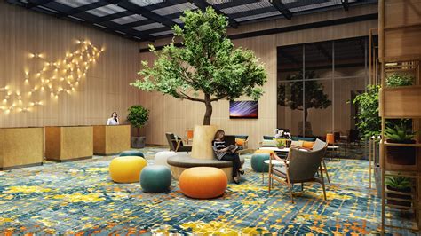 Cg Interior Design Render A Colorful Hotel Lobby On Behance