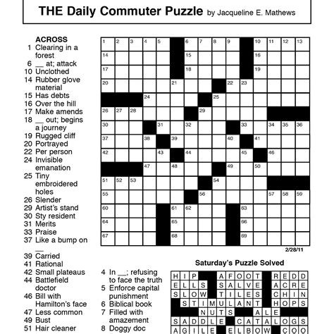 Daily Commuter Crossword Printable