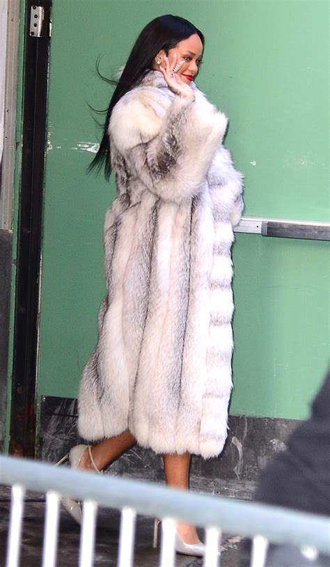 Rihanna Whips Off Huge Fur Coat To Reveal Two Amazing Outfits In One Day