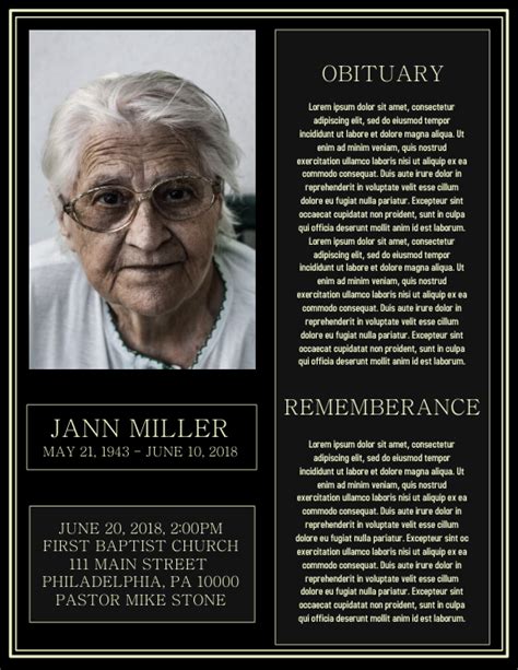 Obituary Template Postermywall