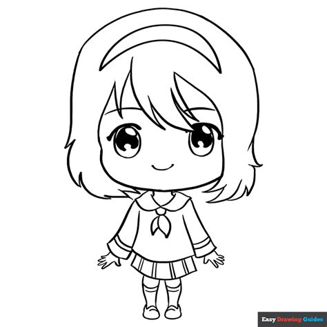 Anime Chibi Girl Coloring Page Easy Drawing Guides